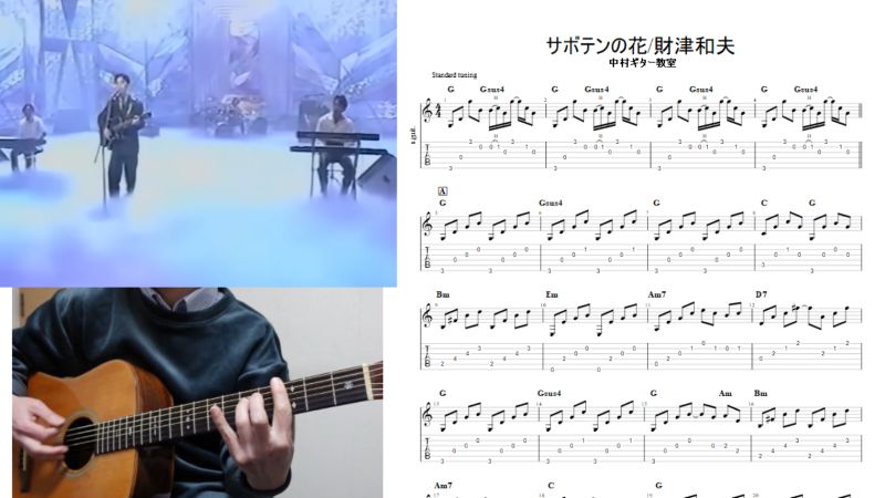 アコースティックギターでアルペジオ【サボテンの花/財津和夫】正確な
